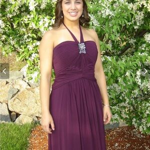 BCBG MaxAzria Strapless Purple Maxi Dress